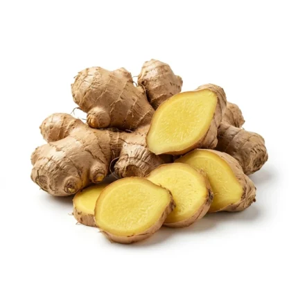 Fresh ginger adrak root isolated on white background