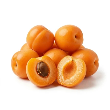 Fresh khubani apricot orange fruits isolated on white background