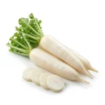 Fresh white radish isolated on white background